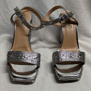 Steve Madden Pazi Embellished Metallic Sandals